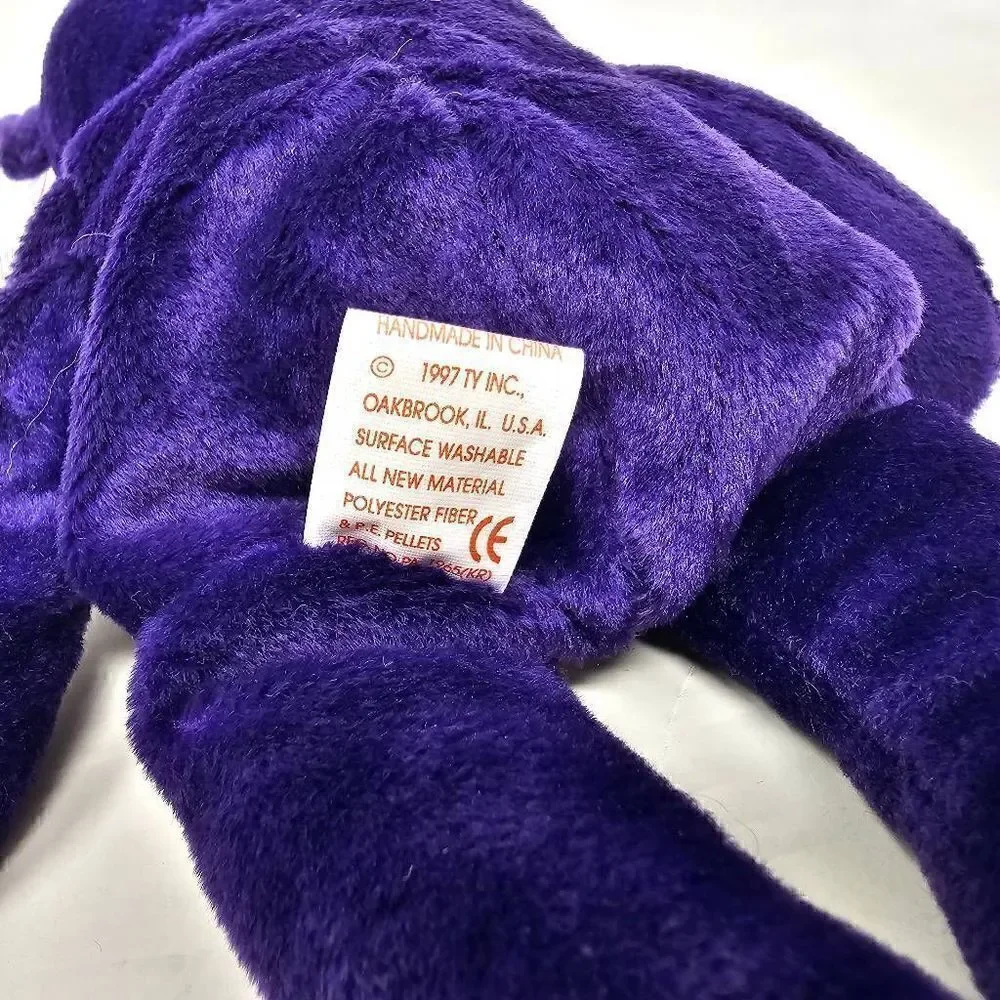 TY BEANIE BABIES PRINCESS DIANA PURPLE BEAR PE NO SPACE 97 TAG 1ST CHINA 8